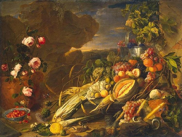 Jan Davidz de Heem Fruit and a Vase of Flowers Germany oil painting art